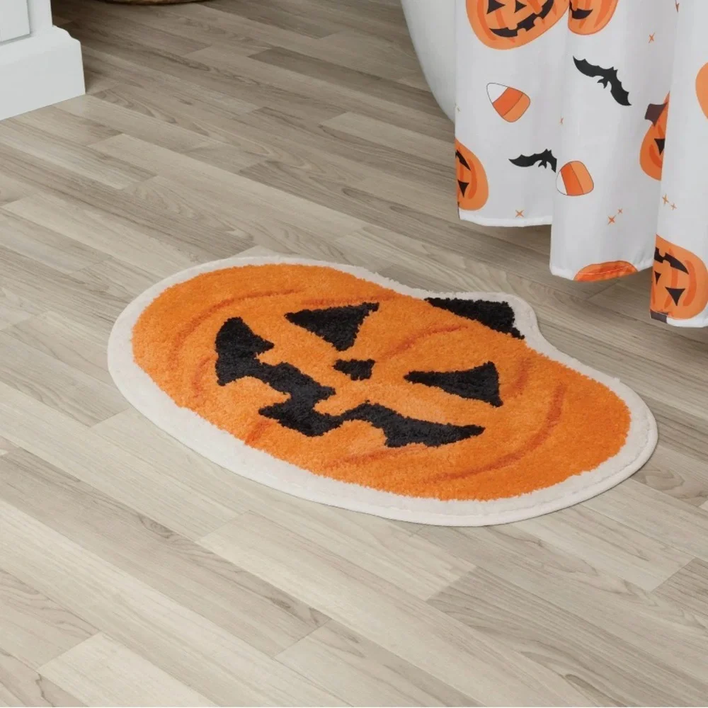 Way to Celebrate! Orange Pumpkin Shaped Bath Rug, 17